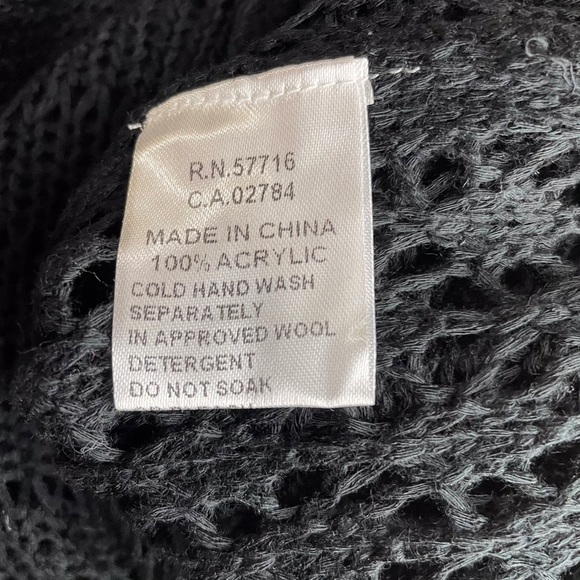 Papillon Pointelle Knit Sweater Black Size M - K54 - Picture 8 of 9